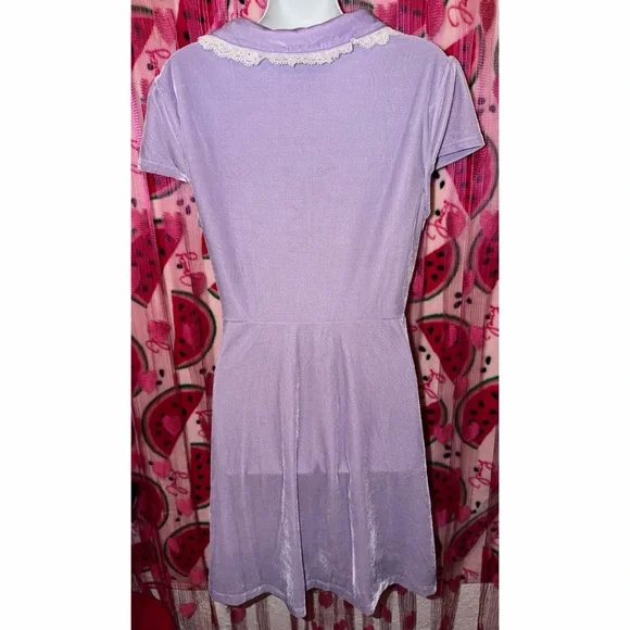💜 Killstar Velvet Dress with Lace Trim - Picture 4 of 6
